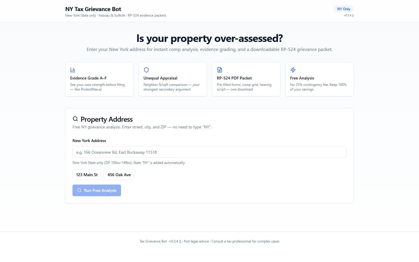 NY Tax Grievance Tool homepage