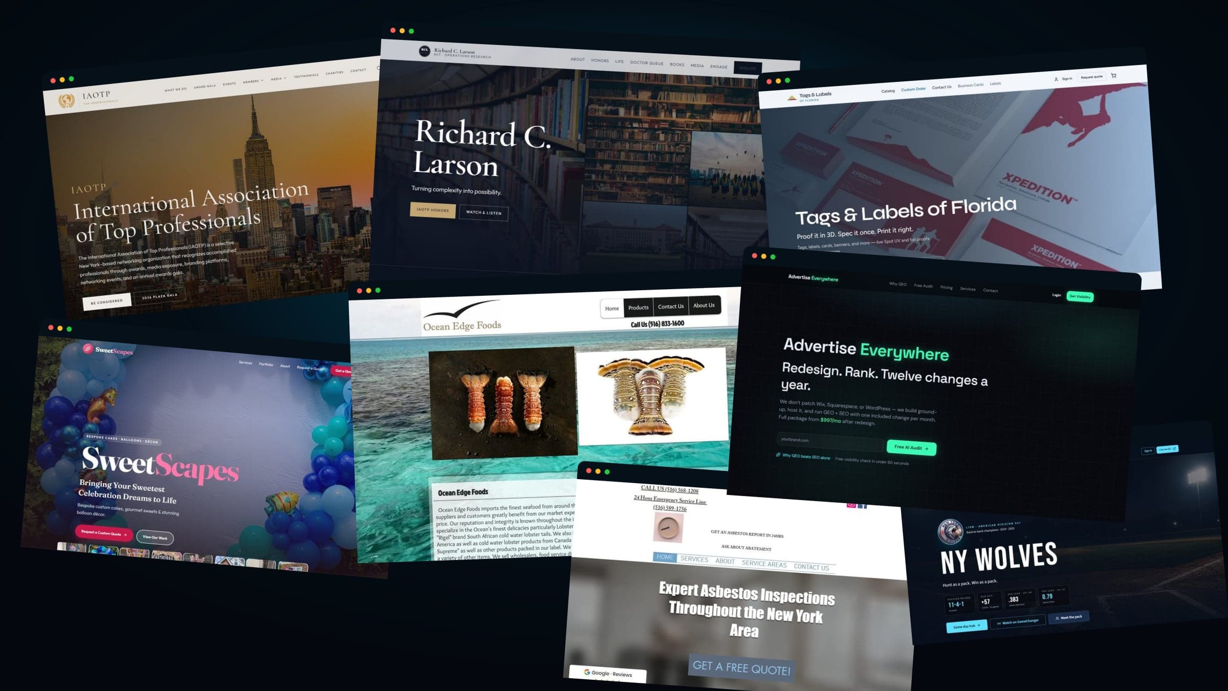 Collage of Electronically Enhanced client websites